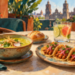 Ilustración editorial generada con IA de comida mexicana; no es una fotografía de un menú o restaurante participante.
